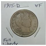 1915-D Barber half VF