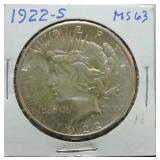 1922-S Peace dollar MS63