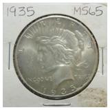 1935 Peace dollar MS65