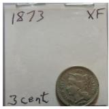 1873 three cent nickel XF