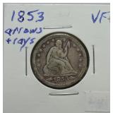 1853 Liberty Seated quarter VF