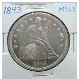 1843 Liberty Seated dollar MS63