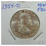 1954-D Franklin half MS64 FBL