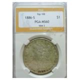 1886-S Morgan dollar PGA MS60, Vam 2