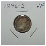 1896-S Barber dime VF