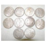 Lot of 10 Morgan dollars