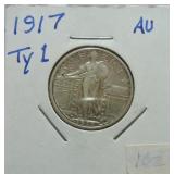 1917 Ty1 Standing Liberty quarter AU