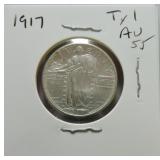 1917 Ty1 Standing Liberty quarter AU55