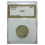 1877-S Liberty Seated quarter PCI AU50