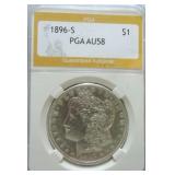 1896-S Morgan dollar PGA AU58