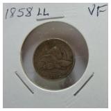 1858 Flying Eagle cent VF, large letters