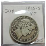 1915-S Barber half VF