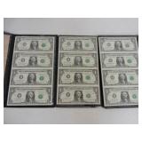Lot of 3 uncut sheet of 4 - $1 FRN, 2003