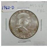 1962-D Franklin half MS65 FBL