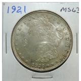 1921 Morgan dollar MS63