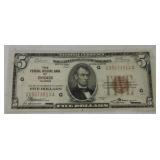 1929 $5 National Currency The Federal