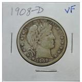 1908-D Barber half VF