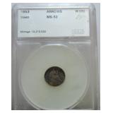 1853 Liberty Seated half dime SEGS MS62