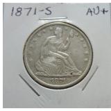 1871-S Liberty Seated half AU