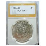 1886-O Morgan dollar PGA MS63+
