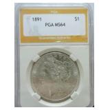 1891 Morgan dollar PGA MS64