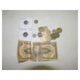 1865 3 cent nickel, 1853 Liberty half dime,