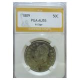 1809 Bust half PGA AU55