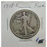 1918-S Walking Liberty half F