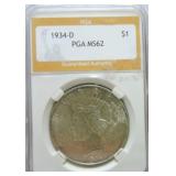1934-D Peace dollar PGA MS62