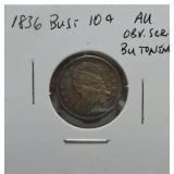 1836 Bust dime AU
