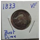 1833 Bust dime VF