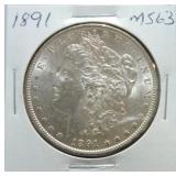1891 Morgan dollar MS63