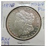 1878 Morgan dollar, Rev 79, MS64 PL