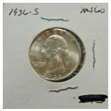 1936-S Washington quarter MS60