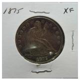 1875 Liberty Seated half XF