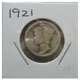 1921 Mercury dime