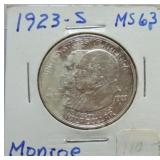 1923-S Monroe half MS63