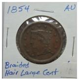 1854 Large cent, AU