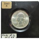 1940-S Washington quarter Gem BU MS65