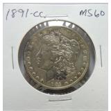 1891-CC Morgan dollar MS60