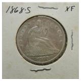 1868-S Liberty Seated half XF