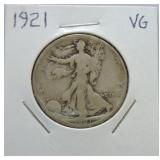 1921 Walking Liberty half VG