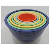 Vintage Fiesta 7 pc mixing bowl set, minor wear,