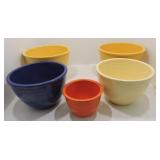 Vintage Fiesta lot of 5 mixing bowls, mixed,