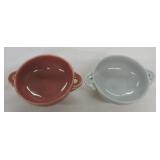 Vintage Fiesta cream soup group, gray & rose