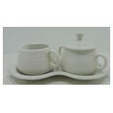 Fiesta Post 86 white cream, sugar, & tray set