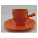 Vintage Fiesta demitasse cup & saucer, red, glaze