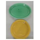 Kitchen Kraft yellow pie plate and green platter