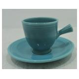 Vintage Fiesta demitasse cup & saucer, turquoise