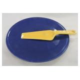 Kitchen Kraft cobalt cake plate and yellow